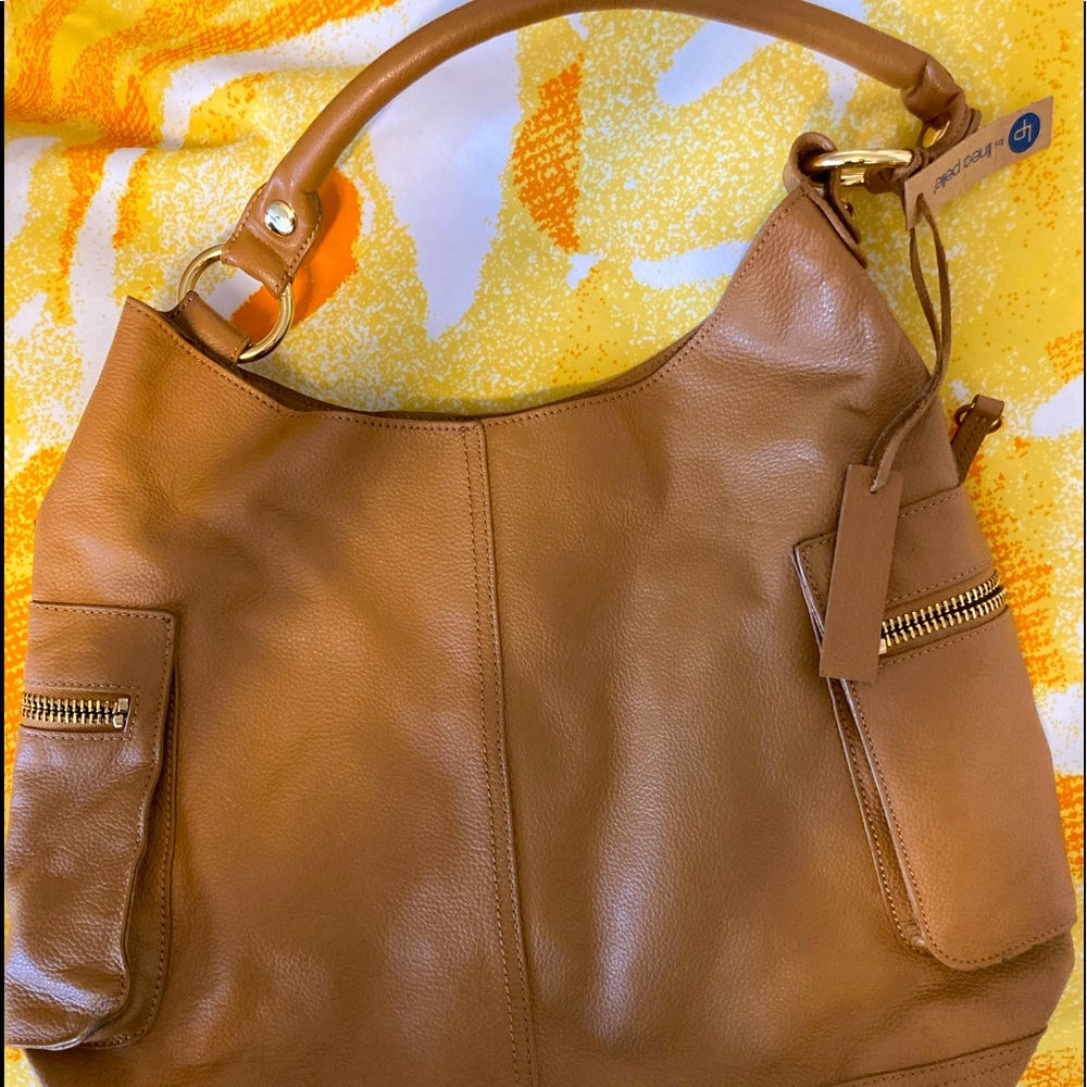 Tan Leather Shoulder Bag by Linea Pelle